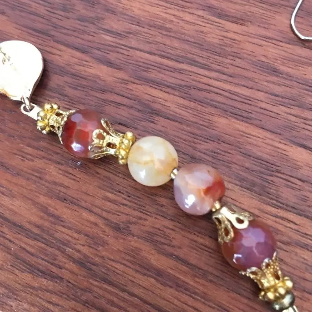 Artisan gold tone natural semi-prescious stone post earrings